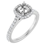 14K White 6x6 mm Cushion 1/3 CTW Diamond Semi-Set Engagement Ring